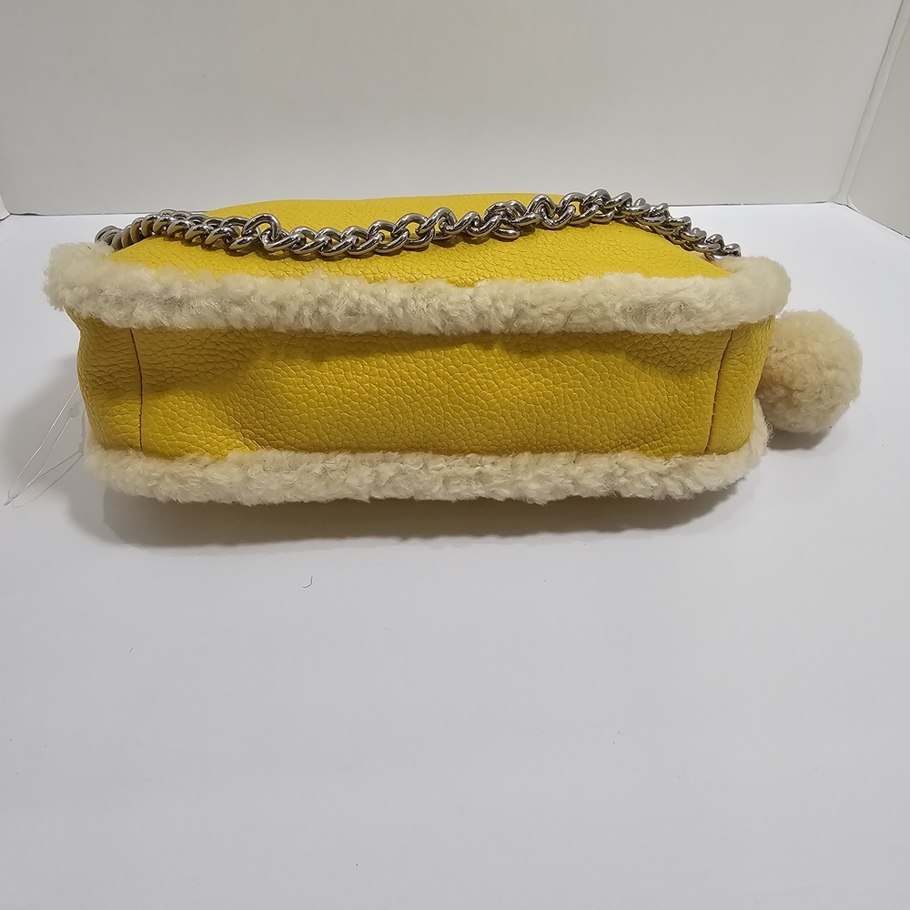 NWT Coach Yellow Pebbled Leather Mini Bag Shearling Quiet Luxury Summer Boho - Picture 7 of 10